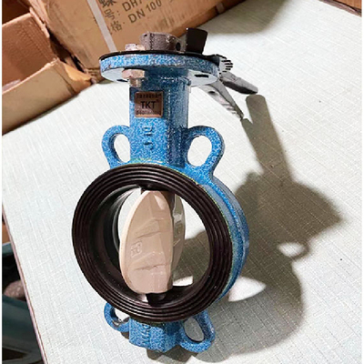 TKT天津莱斯特阀门D71X-16Q铸铁手柄对夹蝶阀DN25-250水管中线阀