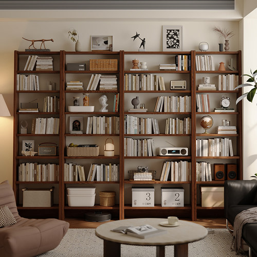 实木书架客厅多层收纳置物架