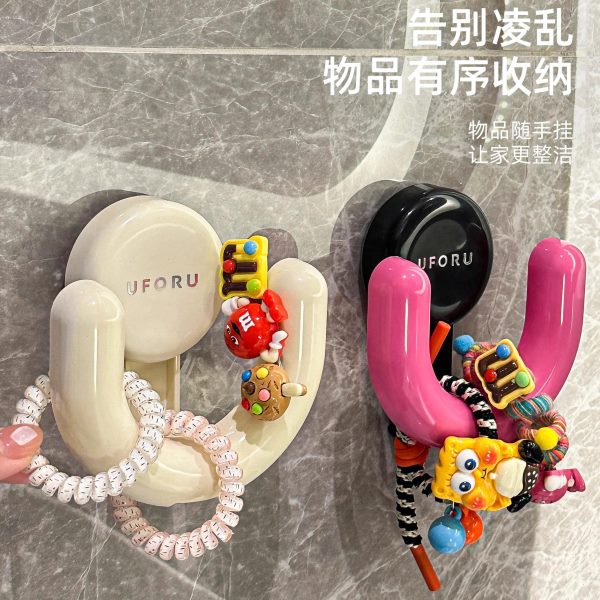 挂墙挂钩壁挂发圈头绳收纳神器皮筋发箍卫生间抓夹吸盘置物架浴室