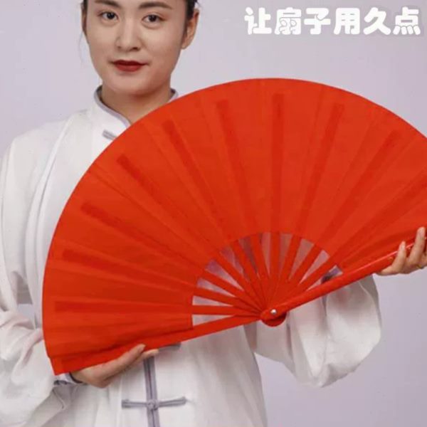 武术太极扇响儿童8寸中国风双面红色骨竹高档扇功夫扇扇定制扇子