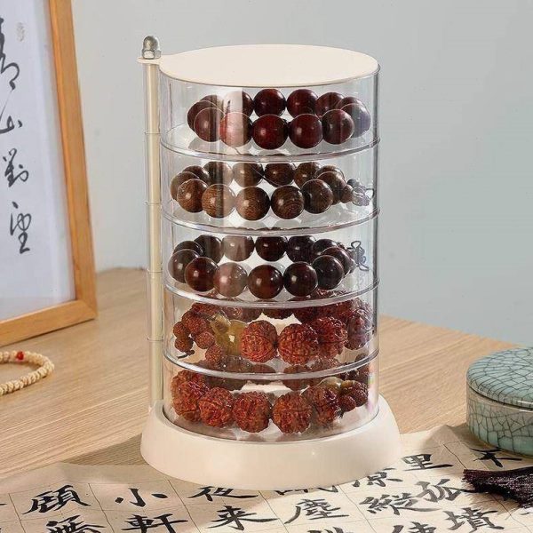 文玩核桃收纳盒旋转防尘手链珠宝首饰品盒佛珠菩提手串展示盒透明