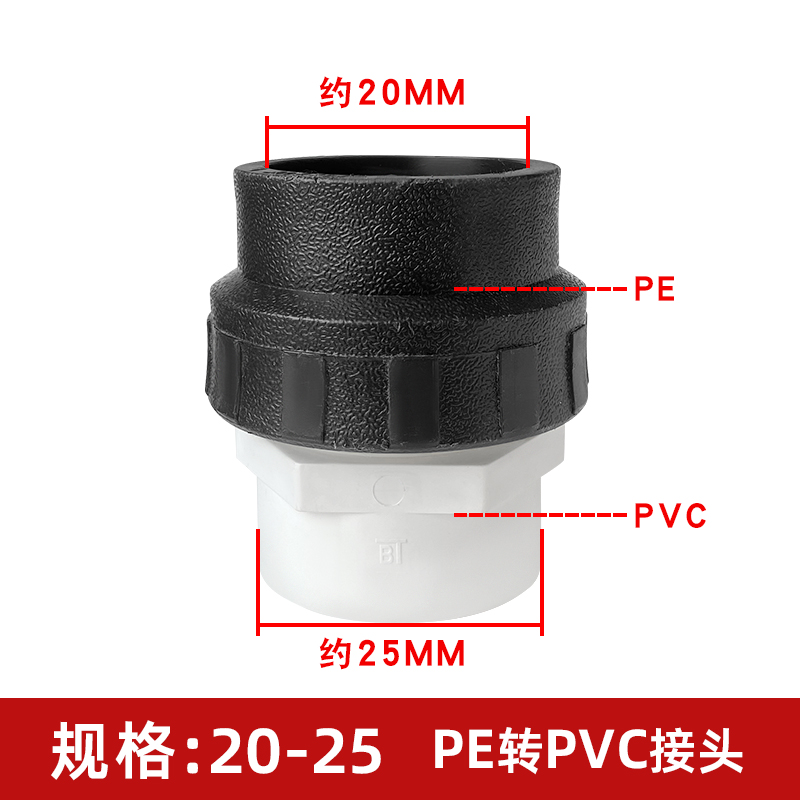 PE热熔管转PVC接头配件DN25326380110黑管转变化白管胶粘4 6分2寸