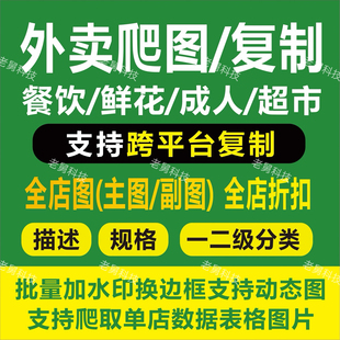 美团外卖爬图餐饮花店菜单复制上架成人超市店铺克隆产品搬运活动