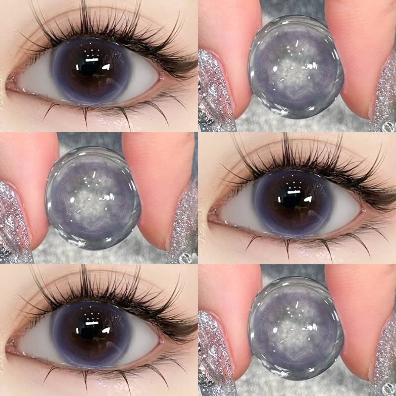 花漾心语紫色美瞳日抛大小直径三明治10片装纯欲感彩色隐形眼镜F