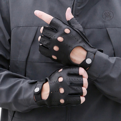 德国工艺男士真皮半指摩托车骑行