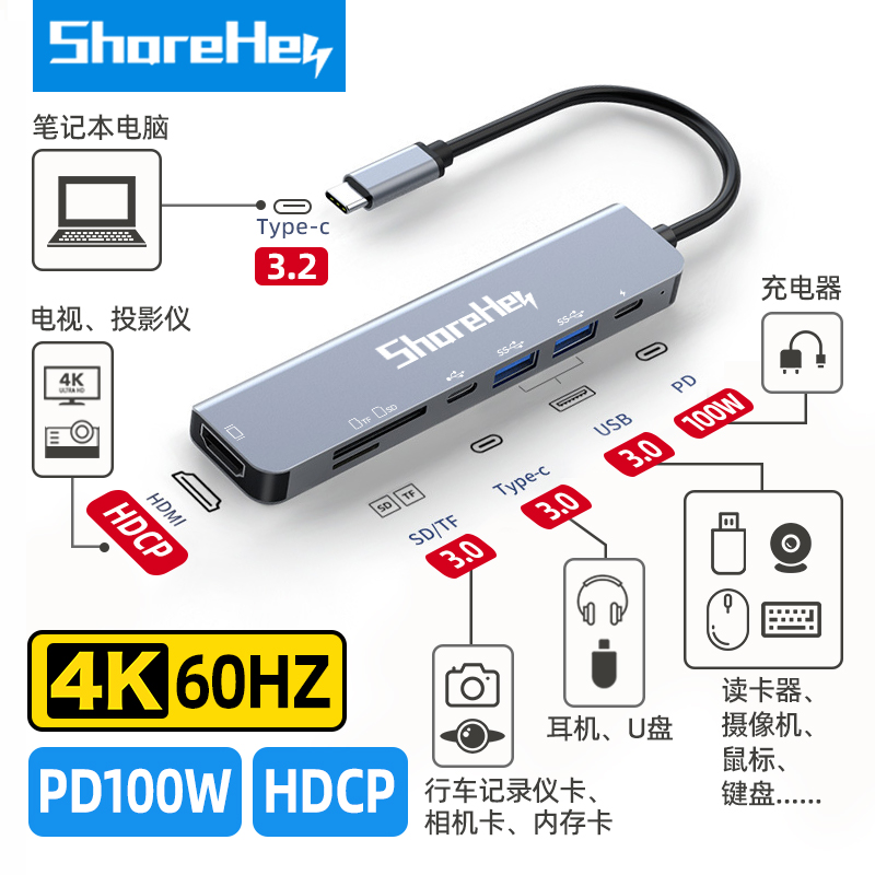 扩展坞电脑手机sd/TF卡高清投屏
