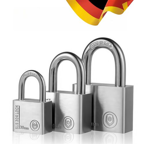 德国304不锈钢挂锁户外室锁头防水防锈通开防撬剪老式大门锁防盗