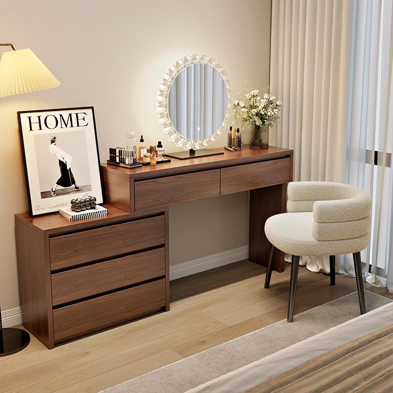 2024新款原木风梳妆台现代简约卧室斗柜一体化Q妆桌床头柜小型奶
