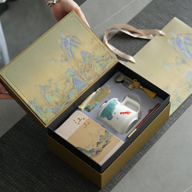 新款高档羊脂玉陶瓷茶杯马克杯大容量个人办公水杯带盖德化白瓷杯