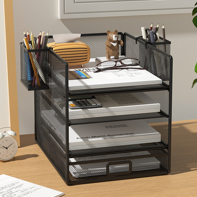 a4金属文件架可抽拉文件夹文件收纳架抽屉式收纳盒文件框办公室桌