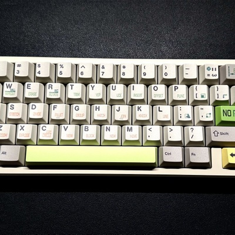 日当午CAD不g重画PBT原厂五面热升华键帽机械键盘客制化大全套复