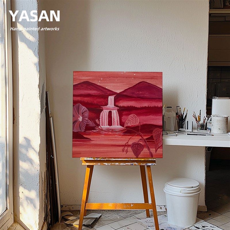 YASAN 纯手绘风景肌理油v画客厅背景墙装饰画小众方形大尺寸落地图片