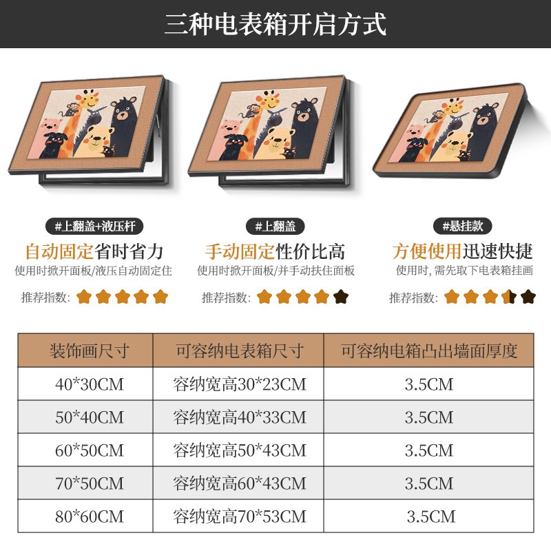 趣味小动物电表箱盒遮挡挂画现代简约免打孔餐厅装饰画弱电箱盖板