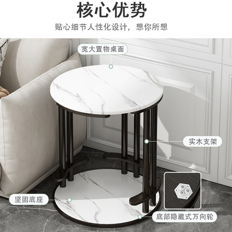移动茶台烧水壶一体家用茶水柜阳台小型茶桌可移动仿岩板茶车边几