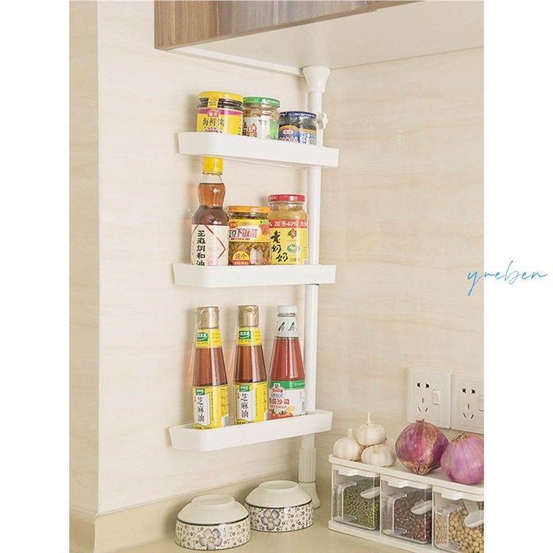 顶天立地免钉免打孔伸缩可旋转厨房调料浴室置物架收纳架瓶杯单杆