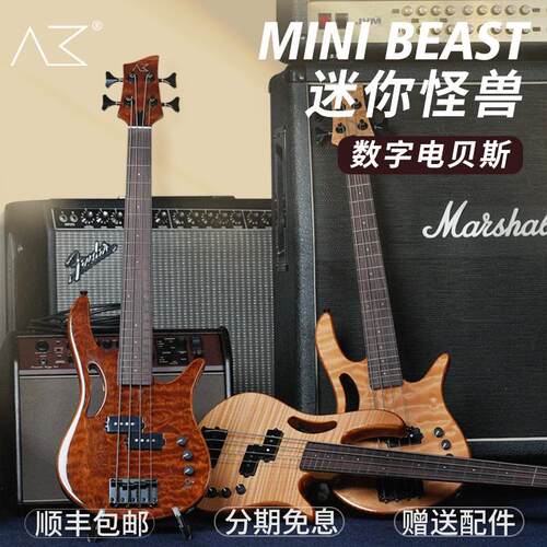 数字MINI静音贝斯四弦初学者电贝司BASS