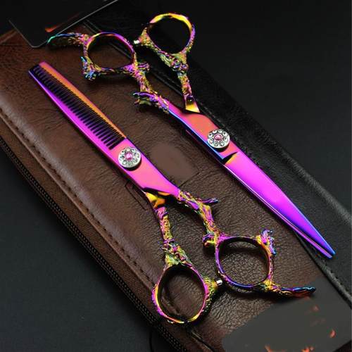 6.0寸  粉色怪龙柄 美发剪刀 理发剪 平剪  牙剪 打薄XL2-0401