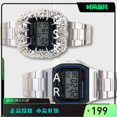 A159 适配卡西欧小方块改装 配件A700 A158爪子金属表壳表带复古