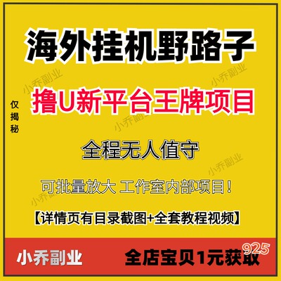 5月海外挂机撸U新平台副业全程无人值守可批量放大工作室内部项目