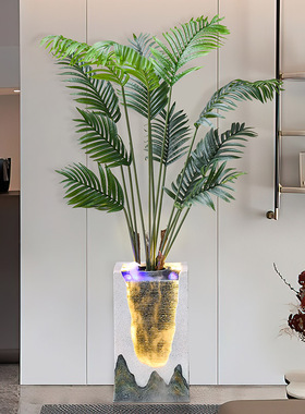 现代客厅流水生财摆件循环水办公室喷泉加湿器电视柜旁边落地盆景