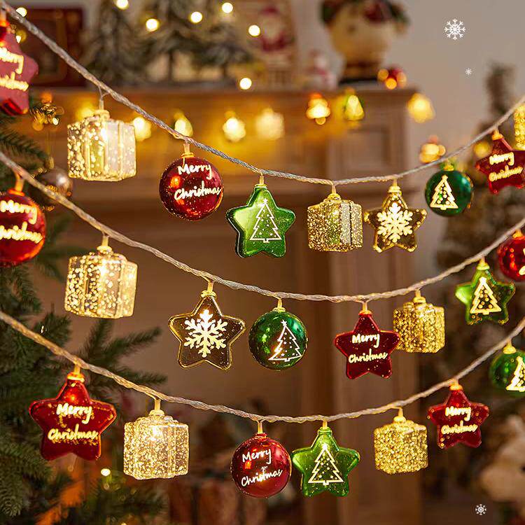 圣诞节日彩灯闪灯串灯装饰氛围灯房间布置圣诞树挂灯雪人圣诞老人