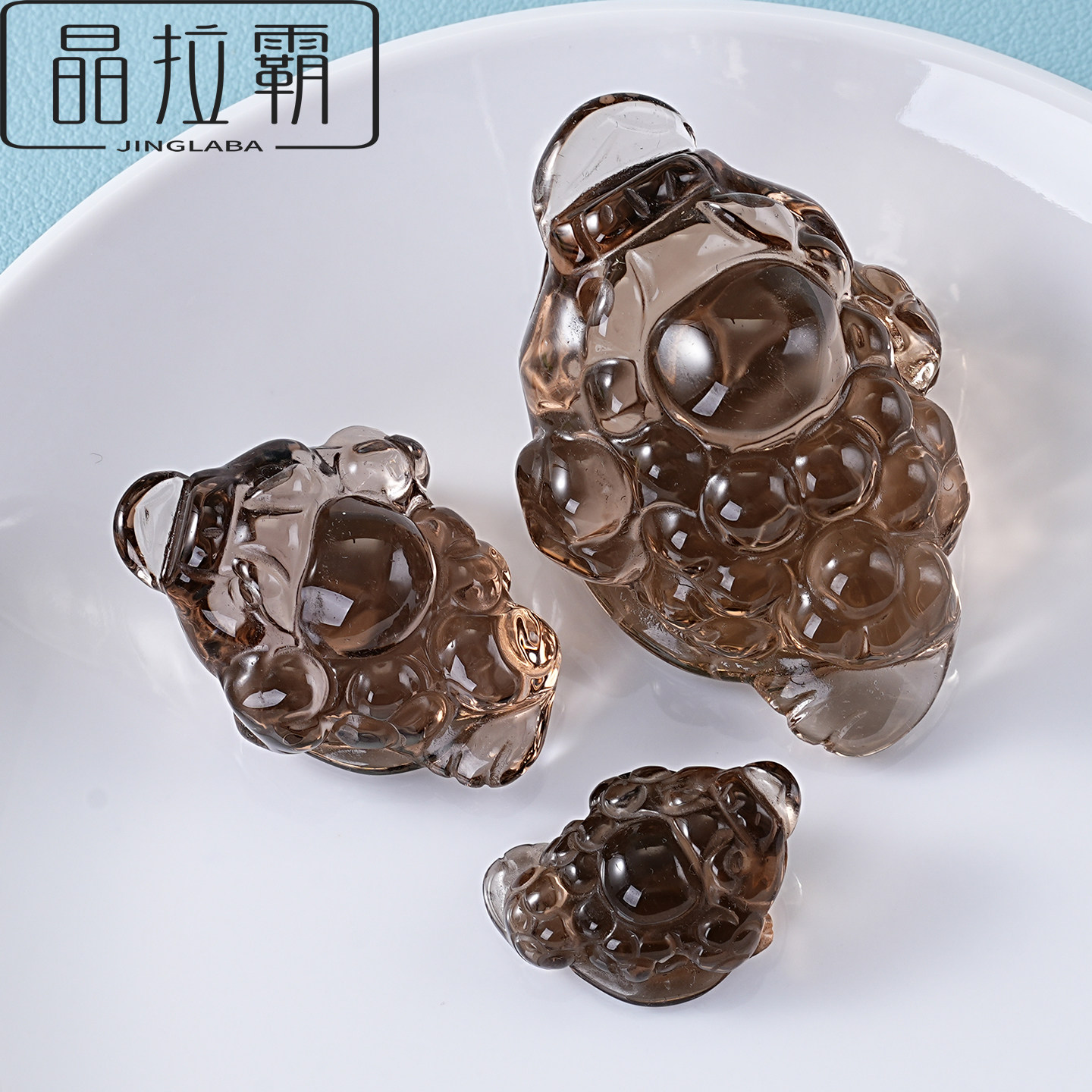 天然茶水晶金蟾摆件装饰图片