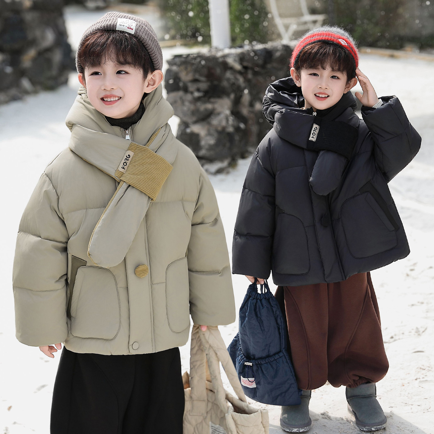 男童羽绒服冬季2025新款儿童宝宝加厚韩版酷帅男孩冬装白鸭绒外套