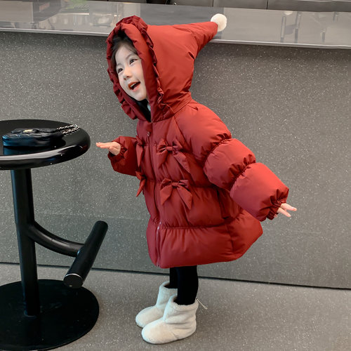 圣诞新年女童羽绒棉服冬季2025新款儿童棉衣加厚女孩宝宝棉袄外套