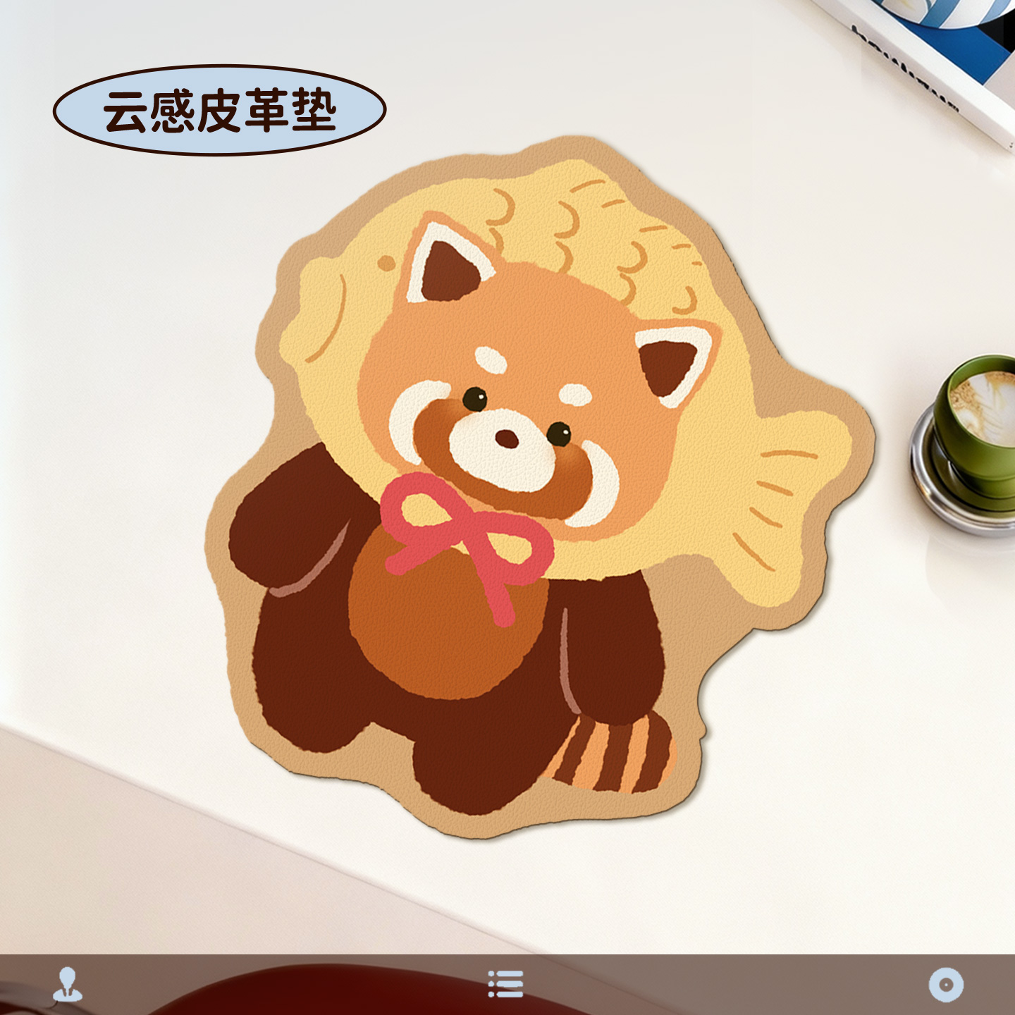 猫咪异形皮革鼠标垫小号女生家用桌垫办公护手腕垫工位电脑垫