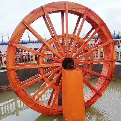防腐木水车景观水车风水轮园林水车大型水车龙骨水车老式户外凉亭