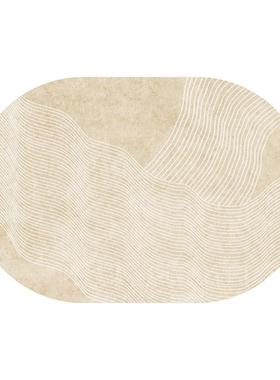 椭圆茶地毯形客厅几垫房间地ins风素色日IOK式卧室床边毯床下垫定