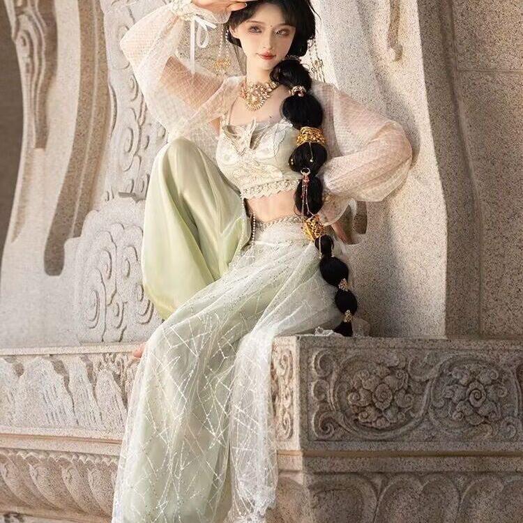 异域敦煌女西域风情飞天服装刺绣春夏季旅拍摄影蝴蝶主题服饰旅拍