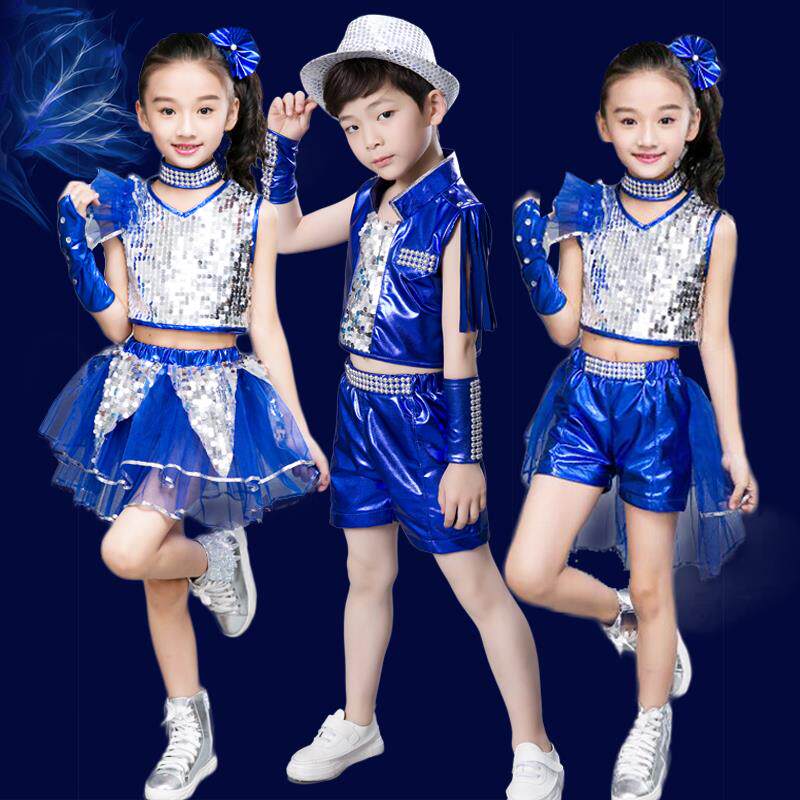 2025新款儿童演出服装表演服饰大眼睛舞蹈蓬蓬裙爵士舞台亮片服装