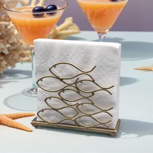 抽象艺术鱼群纸巾架厨房餐厅家用桌面餐巾纸收纳架置物摆件装饰品