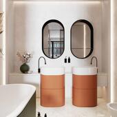 椭圆现代艺术浴室镜轻奢玄关装 饰镜家居创意化妆镜壁挂卫生间镜子