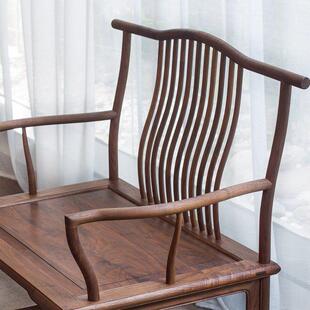 新中式主人椅茶桌主椅 喝茶椅打坐椅管帽椅 老榆木茶椅子霸气主椅