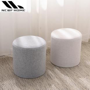 北欧布艺沙发凳实木换鞋 创意梳妆凳试衣间凳子客厅茶几矮凳 凳时尚