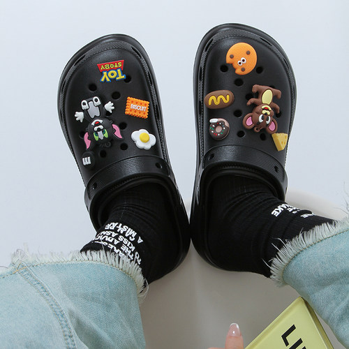 韩版洞洞鞋女款2025新款厚底增高防滑多巴胺夏季沙滩洞洞鞋女外穿