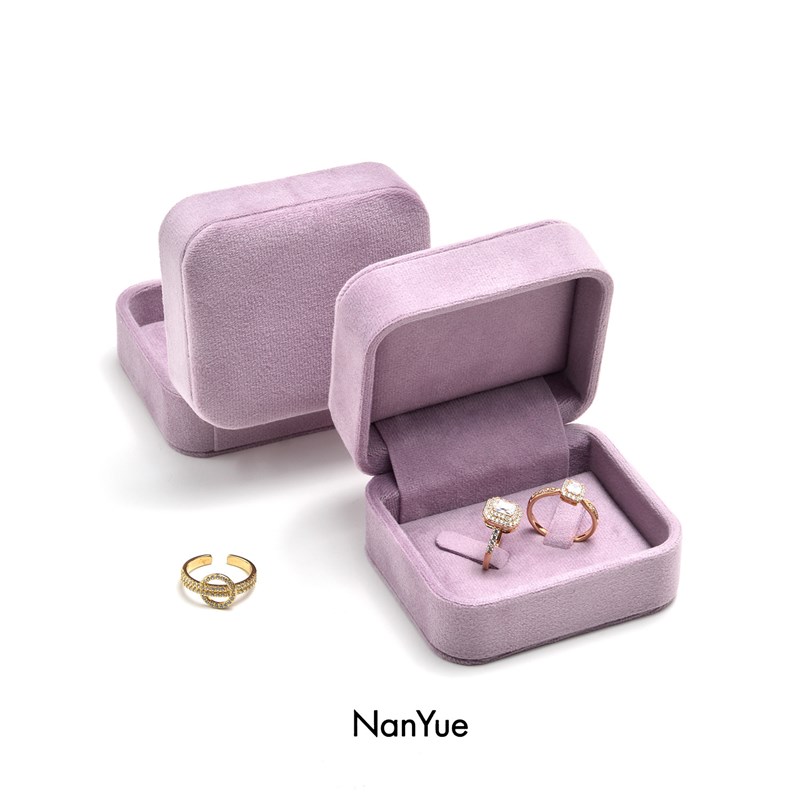新款天鹅绒布戒指对戒盒首饰盒收纳K饰品盒珠宝盒首饰收纳盒