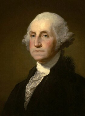 华盛顿肖像画美国总统装饰画 Stewart斯图N尔特油画手工临摹复制