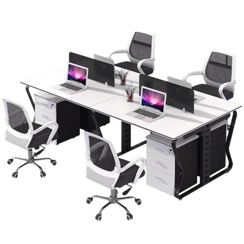 信京现代简约办公室职员工位员工办公桌I椅组合并排双人位+活动柜