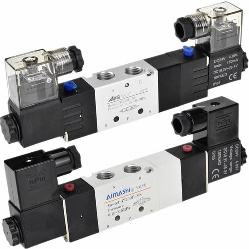 气动电磁阀4V230E-08三位五通双电控换向电M磁阀中S泄电磁阀220V2