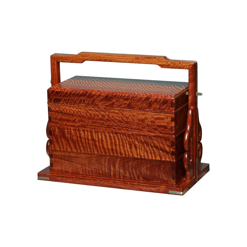 天纵缅甸花梨手提箱红木t中式多层提盒摆件实木中式精品食盒手提