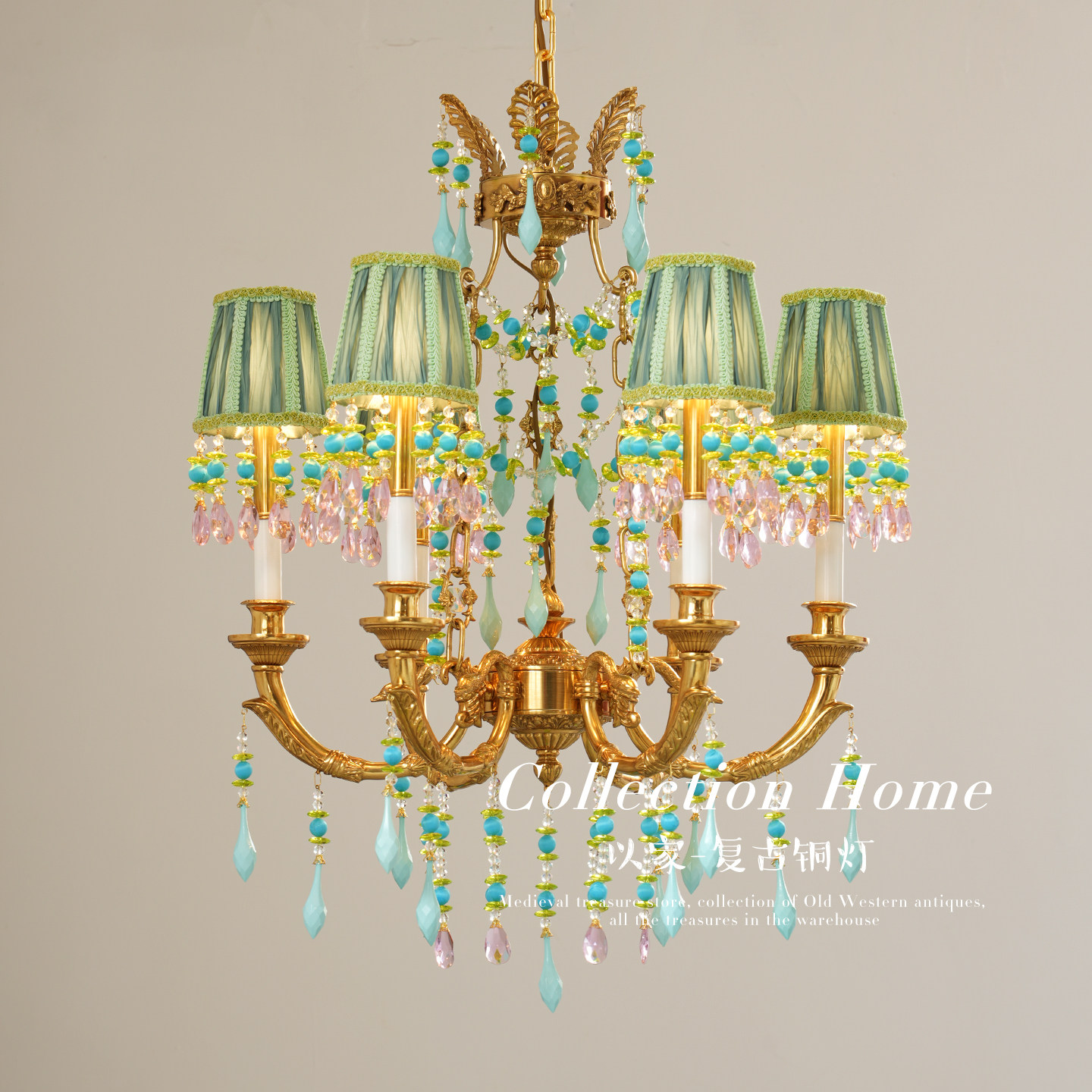 以家 法式全铜水晶吊灯欧式奢华大气卧室温馨浪漫公主女孩房灯具