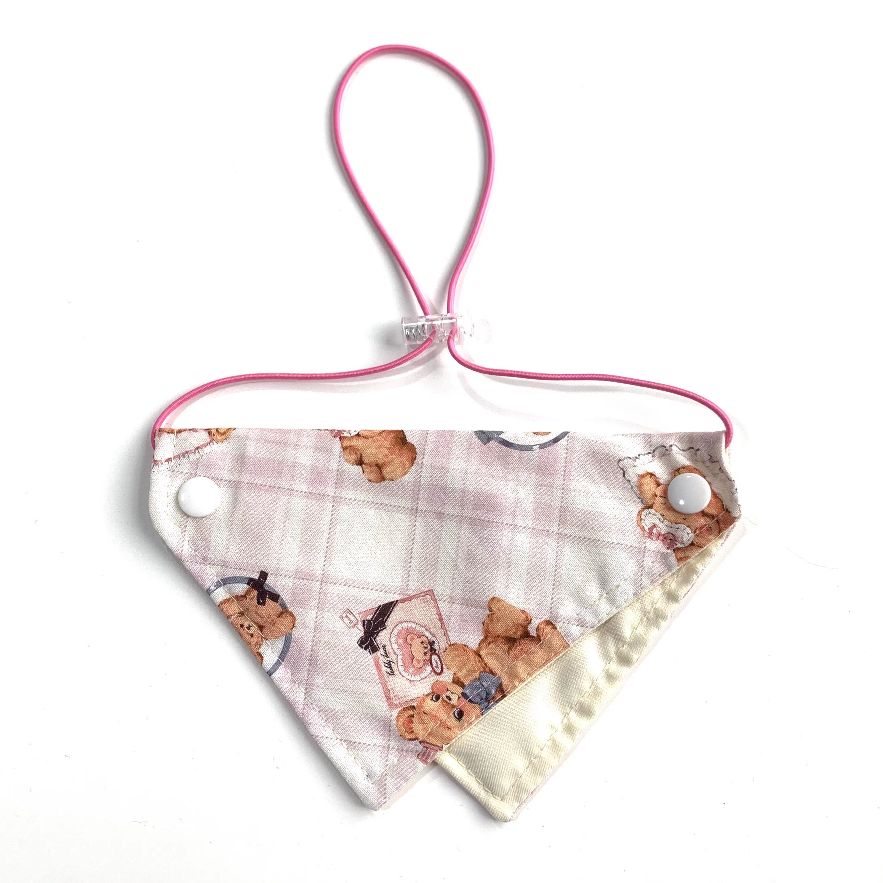 JOLIEPET 三角巾宠物口水巾可调节春夏粉色小熊猫咪配饰狗狗围兜