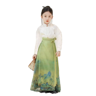 霂霏兔女童千里马面裙套装春秋古风明制儿童汉服裙中国风女孩唐装