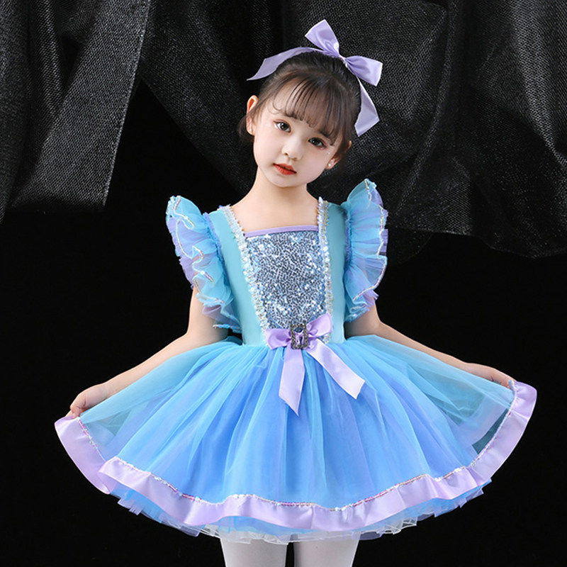 六一儿童亮片演出服女童公主裙幼儿园现代舞表演蓬蓬纱裙可爱女孩