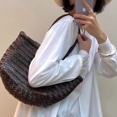 dragon8811长柄头层牛编织包真皮