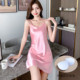 睡衣女夏天冰丝吊带裙性感睡裙高级感丝绸美背大码 宽松短裙家居服