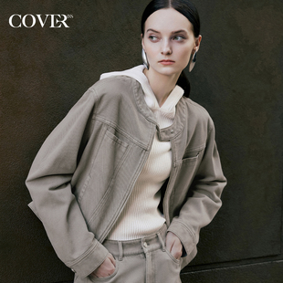 含可拆卸夹层 时髦圆领牛仔短外套女 博主同款 COVERINS
